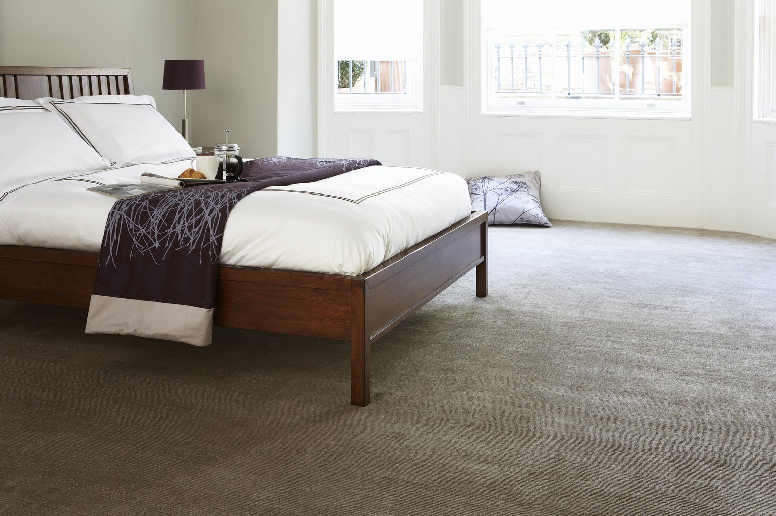 luxury carpet in bedroom, grey