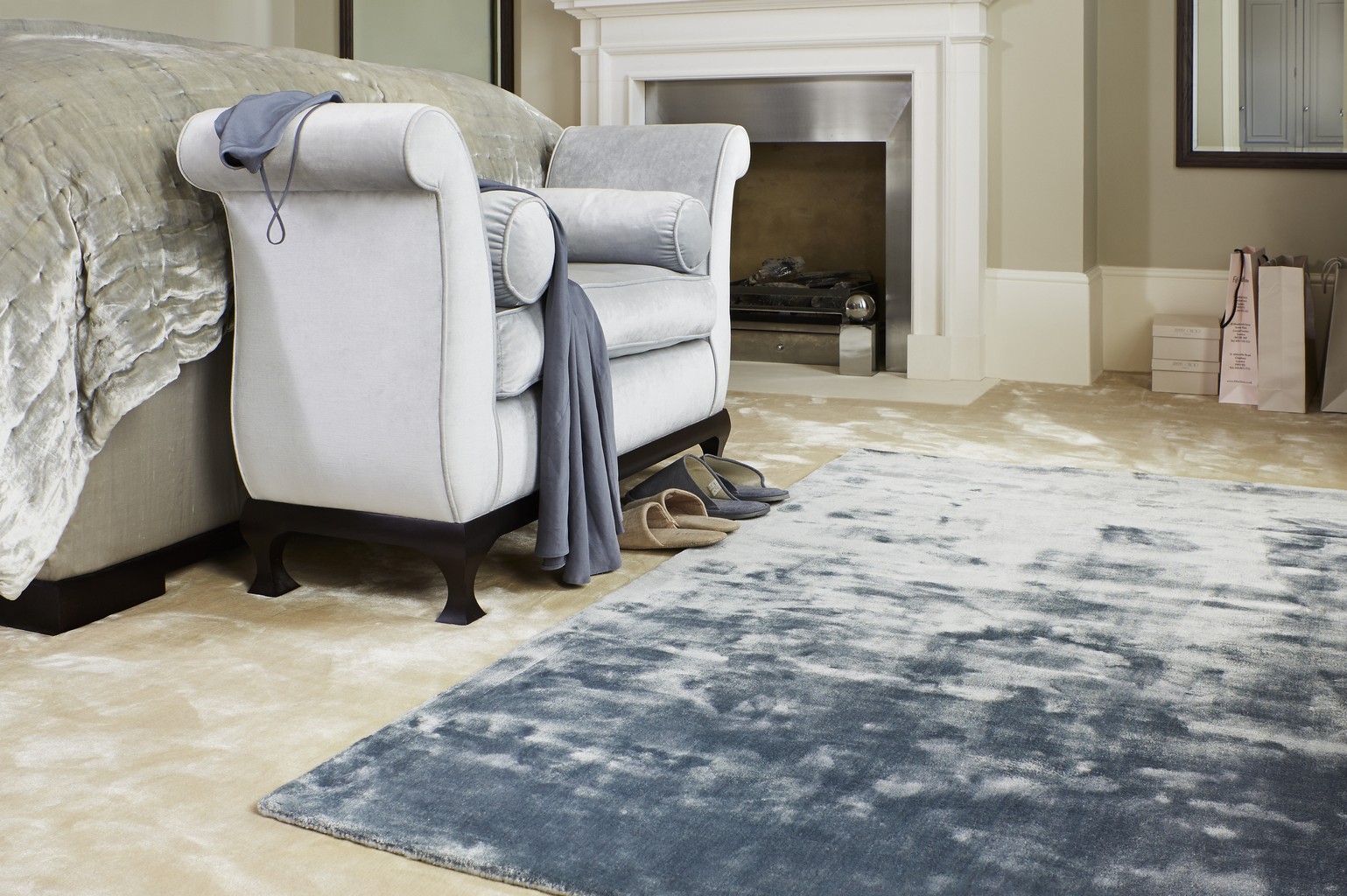 cream silk effect luxury carpet