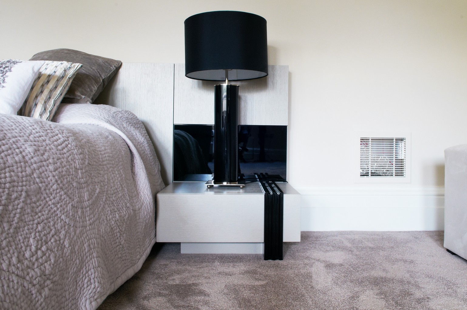 grey luxury and bedside table