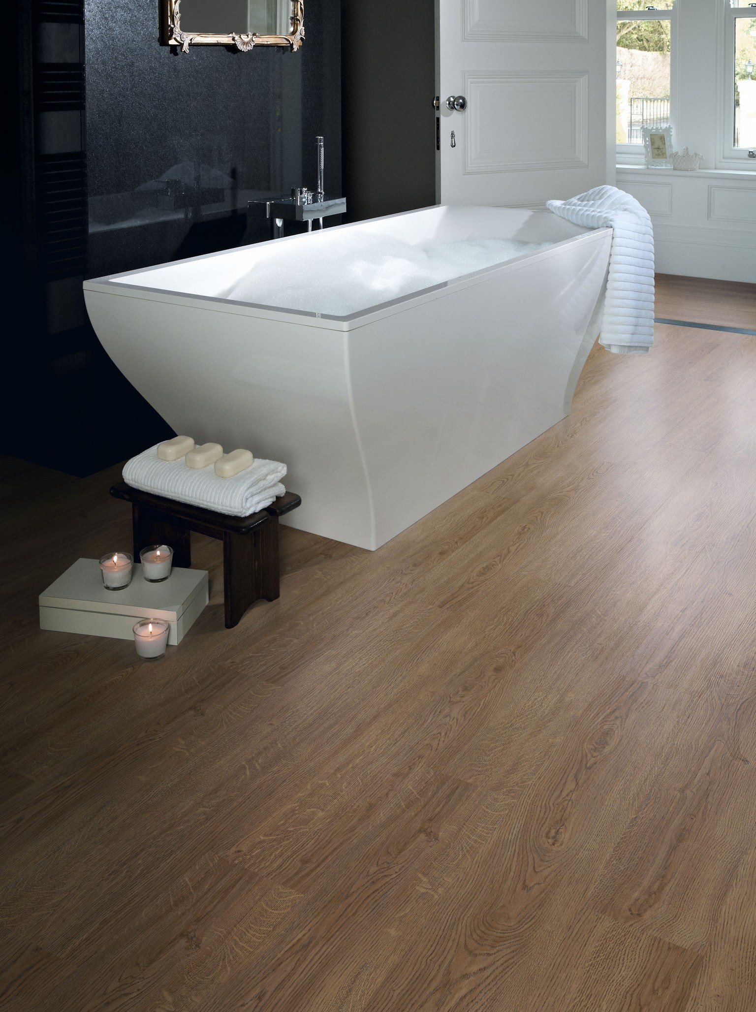 luxury vinyl amtico flooring under bathtub