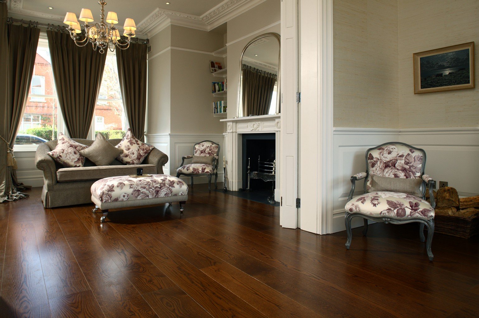 luxury wood flooring in traditional lounge