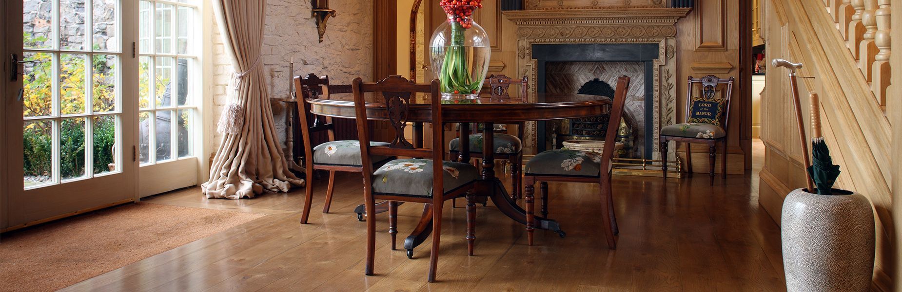 Luxury wood flooring dining room