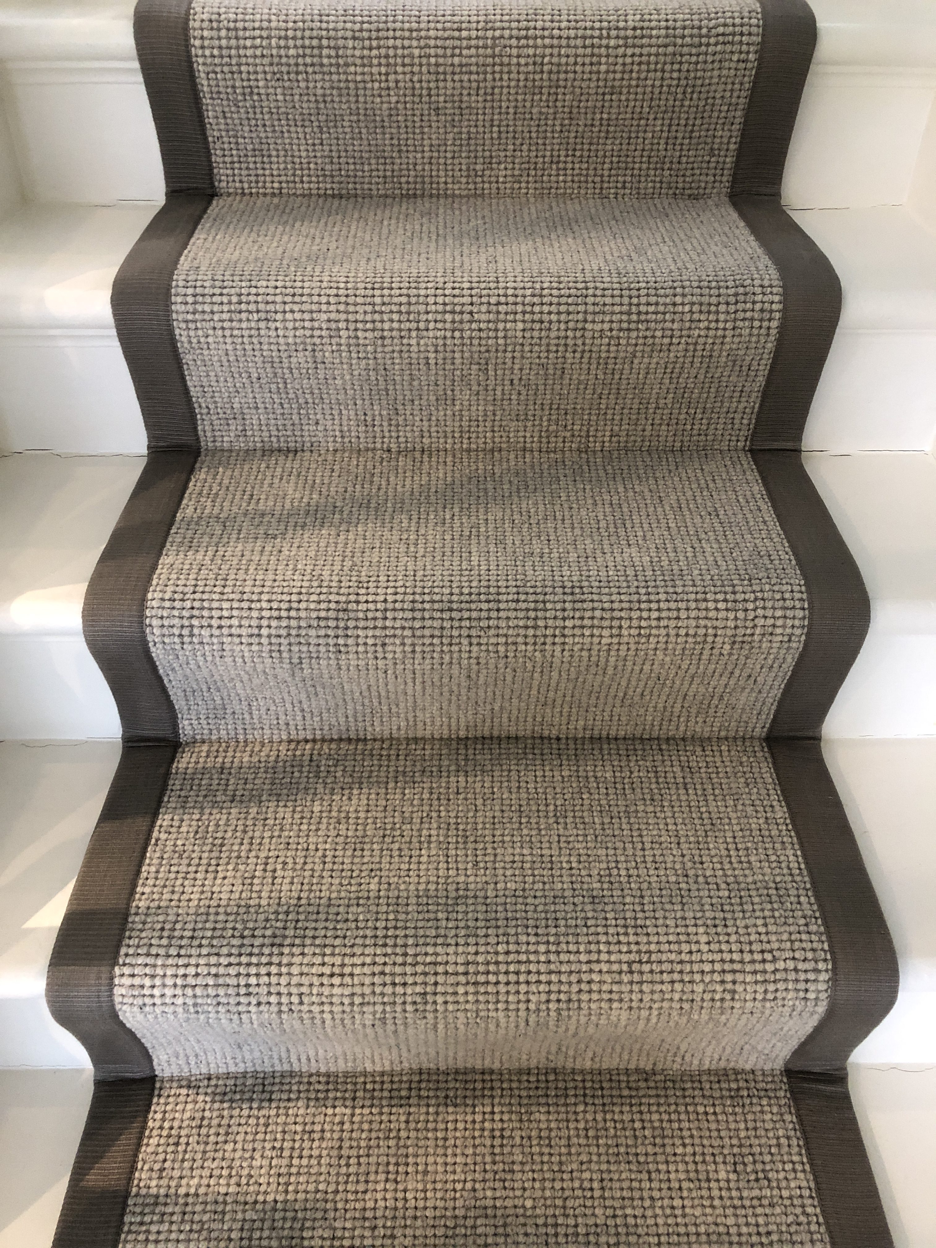 Jute Stair Runner With Navy Border - Stairrunners Direct